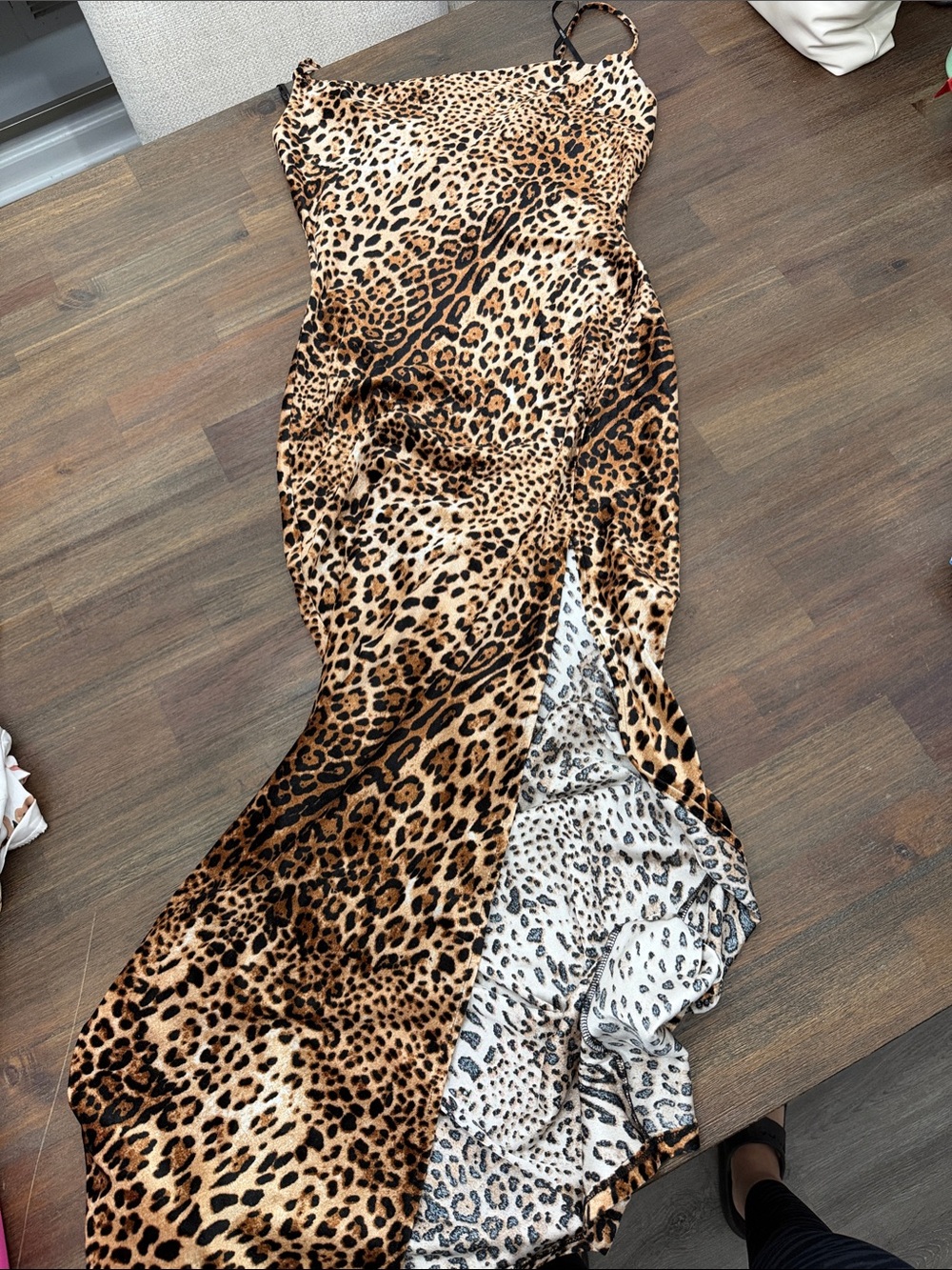 Leopard Print Slip Dress - Spaghetti Straps